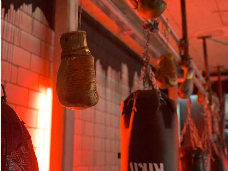 Close-up of professional boxing glove