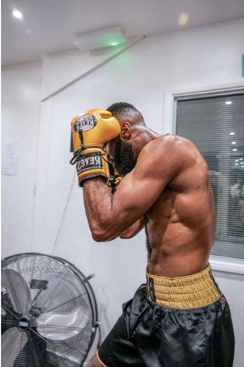 Athlete wearing gloves