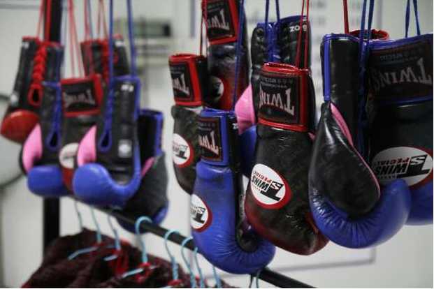 Boxing gloves on a bag