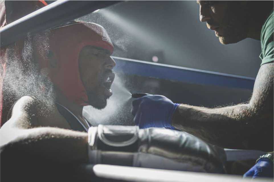 Gloves on punching bag